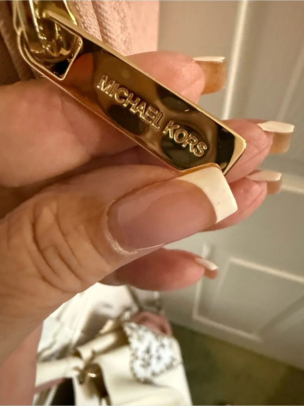 Michael Kors Pink Logo Crossbody Bag with Gold Chain